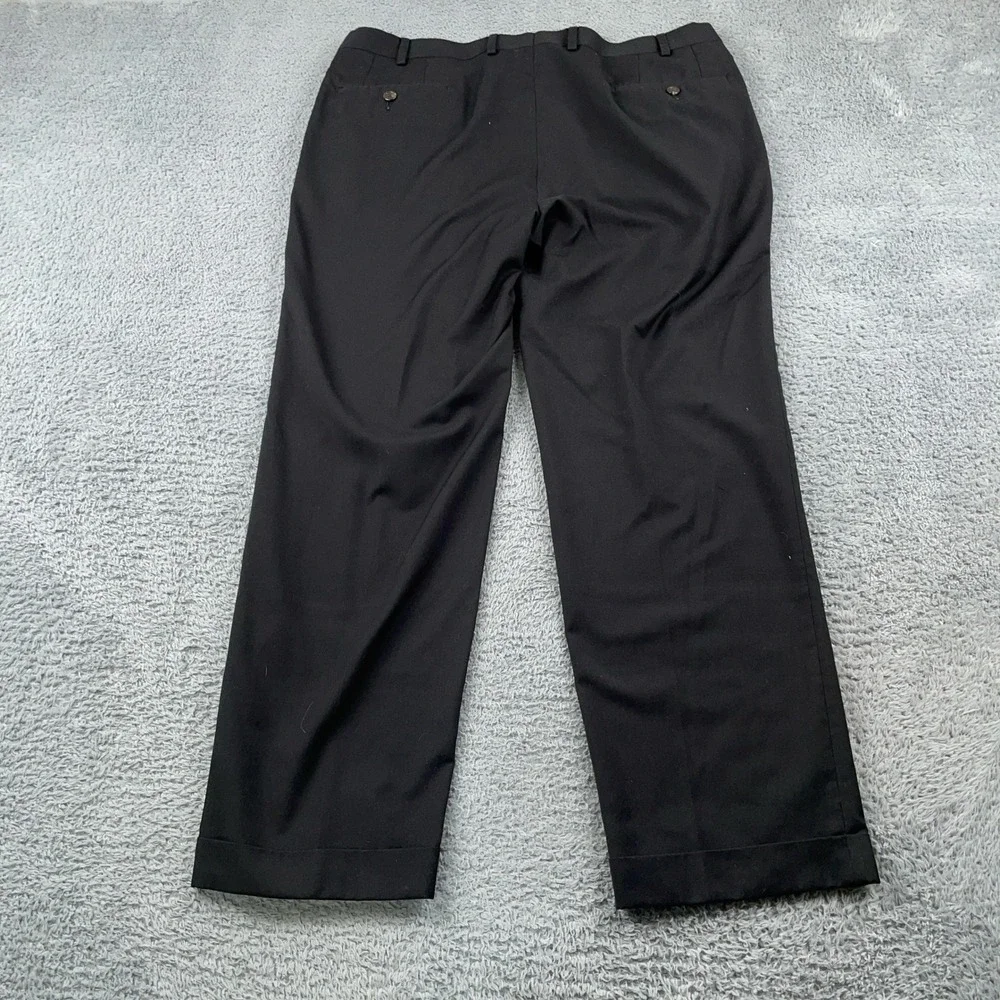 Lauren Ralph Lauren Dress Pants Mens 36x29 Black Pleated Cuffed Poly Rayon
